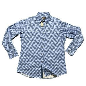 Cremieux Premium Denim Button Up Pearl Snap Shirt Men’s Size Large Geometric NWT